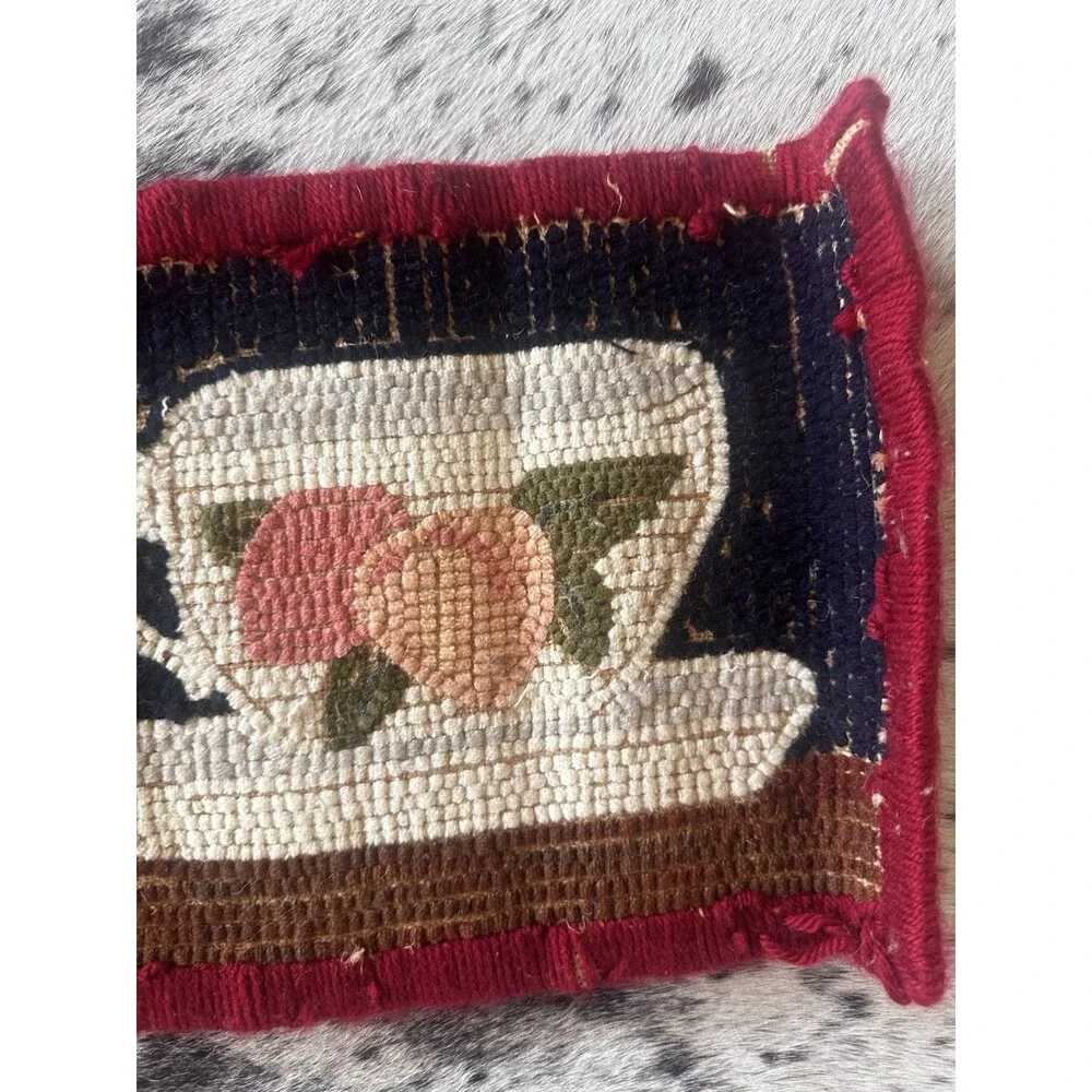 Vintage Rug Hooked Wool 8” x 37